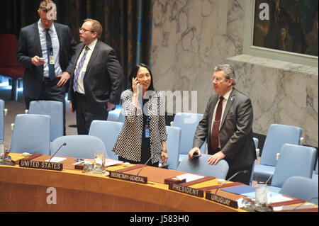 New York, USA. 16th May, 2017. United Nations Security Council meets to discuss de Kosovo. New early elections in Kosovo have been scheduled for June 11th. The decision was taken by President Hashim Thaçi after the ritual consultations with political leaders, following Wednesday's motion of no confidence, passed by the Pristina parliament with 78 votes out of 120. Credit: Luiz Roberto Lima/Pacific Press/Alamy Live News Stock Photo