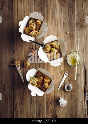 Crisp deep fried brussel sprouts Stock Photo