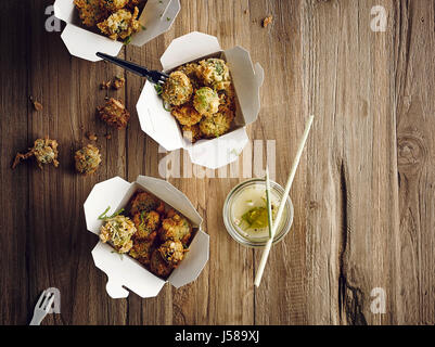 Crisp deep fried brussel sprouts Stock Photo