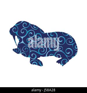 Walrus arctic color silhouette animal Stock Vector