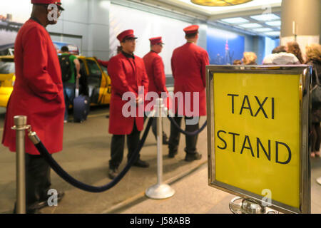 Taxi Stand at the Marriott Marquis Hotel in Times Square, New York City, USA Stock Photo