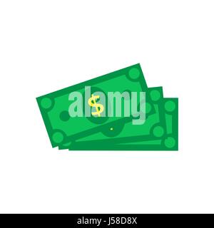 Cash Icon in flat style. Dollar banknote green. Vector illustrat Stock Vector