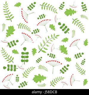 Pattern with autumn leaves of different trees. Vector illustrati Stock Vector