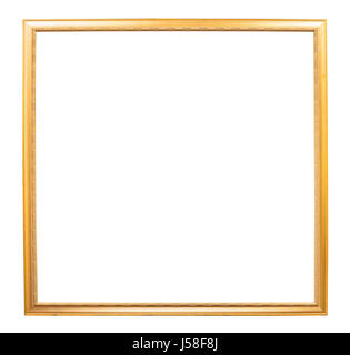 golden square wooden picture frame with cut out canvas isolated on white background Stock Photo