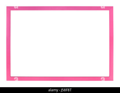 horizontal modern pink picture frame with cut out canvas isolated on white background Stock Photo