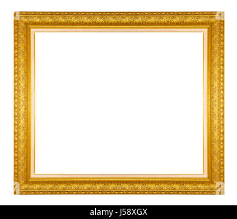 Old Antique gold frame Isolated Decorative Carved Wood Stand Antique Black Frame Isolated On White Background Stock Photo