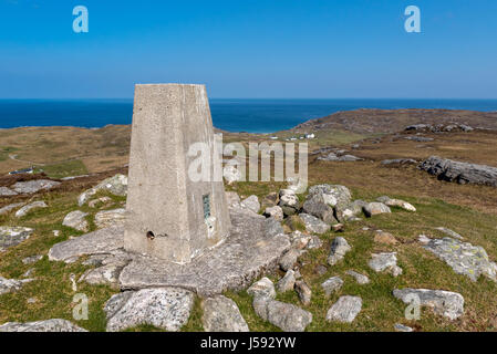 Trig  point on the summit of Ben Hogh Stock Photo