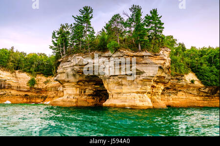 Lake Superior coastline at Pictured Rocks National Lakeshore on Upper Peninsula, Michigan Stock Photo