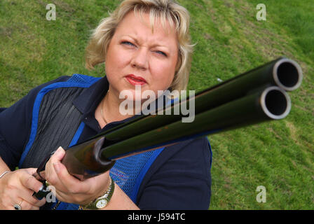 Champion clay target shooter (clay pigeon shooter) Alison Nichol Stock Photo