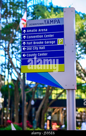 Landmark Destinations route sign in downtown Tampa FL Stock Photo