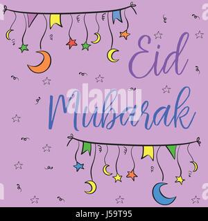 Greeting card of Eid Mubarak hand draw Stock Vector