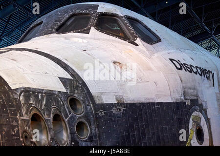 heat shield tiles nose thrusters and emergency exit on the space shuttle discovery usa Stock Photo