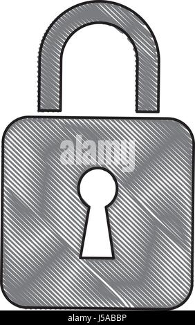 drawing padlock lock security protection digital Stock Vector