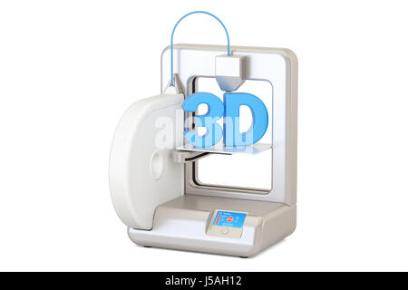 Modern 3D printer, 3D rendering isolated on white background Stock Photo