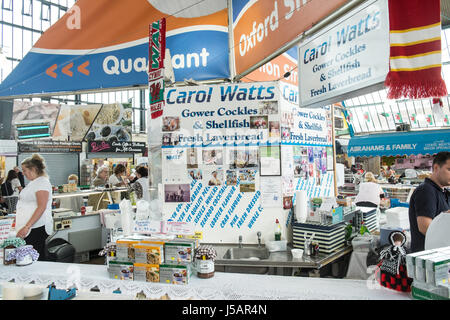 Seafood,fresh,fish,Swansea,indoor,market,Wales,U.K.,UK, Stock Photo