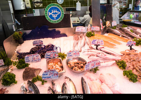 Seafood,fresh,fish,Swansea,indoor,market,Wales,U.K.,UK, Stock Photo