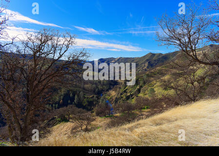 Overlook above Cache Creek from ridge along the Redbud Trail, CA, USA Stock Photo