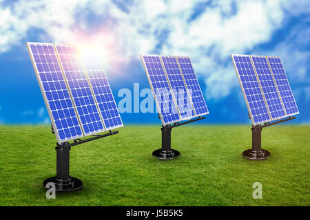 flare against view of beautiful sky and clouds Stock Photo