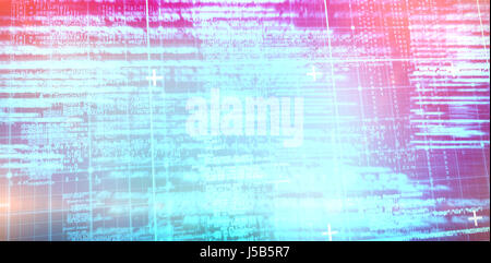 Blue matrix and codes against blue background with vignette Stock Photo