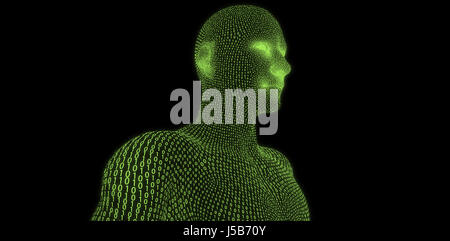 Close-up of 3d male against black background Stock Photo
