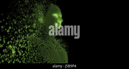 Composite pixelated 3d man against black background Stock Photo