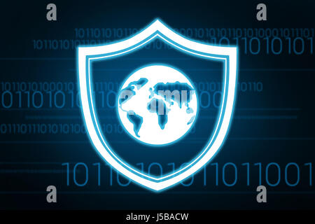 Earth against black and white coat-of-arms Stock Photo