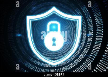 Lock against spiral of shiny binary code Stock Photo