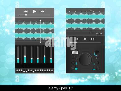 Digital composite of Sound Music and Audio production engineering equalizer App Interface Stock Photo