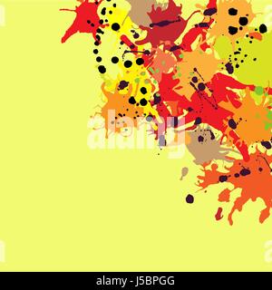 Red orange maroon artistic ink splashes vector background, copy space. Greeting card or invitation template with place for text Stock Vector