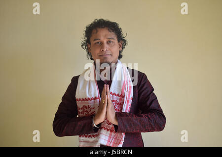 Portrait of Indian young man in a traditional attire, Pune, Maharashtra Stock Photo