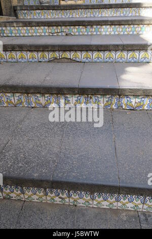 Hand painted tiles Scalinata di Santa Maria del Monte stairs in Caltagirone city, Sicily island, Italy. Stock Photo