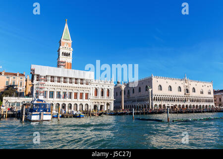 Venice, Italy - February 25, 2017: panorama of Venice seen from lagoon. Venice is world renown for the beauty of its settings, a part is listed under  Stock Photo