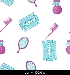 Barbershop tools pattern. Cartoon illustration of barbershop tools vector pattern for web Stock Vector