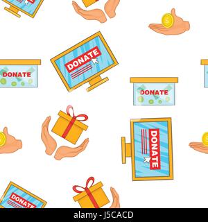 Donate help symbols pattern. Cartoon illustration of donate help symbols vector pattern for web Stock Vector