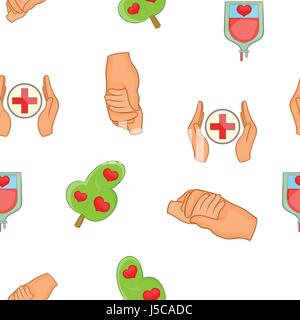 Donations care and love symbols pattern. Cartoon illustration of donations care and love symbols vector pattern for web Stock Vector