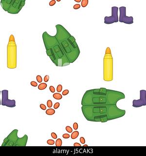 Hunting symbols pattern. Cartoon illustration of hunting symbols vector pattern for web Stock Vector