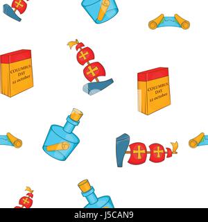 Columbus Day elements pattern. Cartoon illustration of Columbus Day elements vector pattern for web Stock Vector