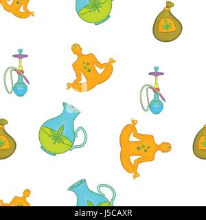 Marijuana smoking pattern. Cartoon illustration of marijuana smoking vector pattern for web Stock Vector