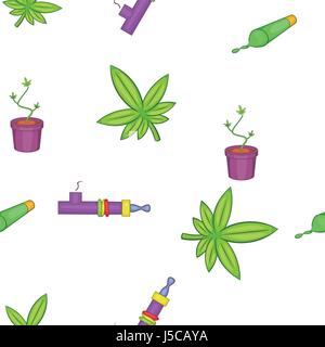 Marijuana smoking pattern. Cartoon illustration of marijuana smoking vector pattern for web Stock Vector