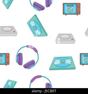 Computer games equipment pattern. Cartoon illustration of computer games equipment vector pattern for web Stock Vector