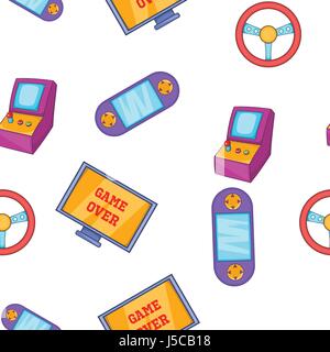 Video game pattern. Cartoon illustration of video game vector pattern for web Stock Vector