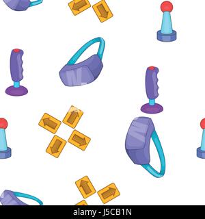 Computer gaming elements pattern. Cartoon illustration of computer gaming elements vector pattern for web Stock Vector