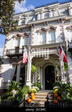 Georgia Savannah,Savannah Historic District,Lafayette Square,Hamilton Turner Inn,1873,bed & breakfast,B&B,Second Empire architecture,Samuel Hamilton m Stock Photo