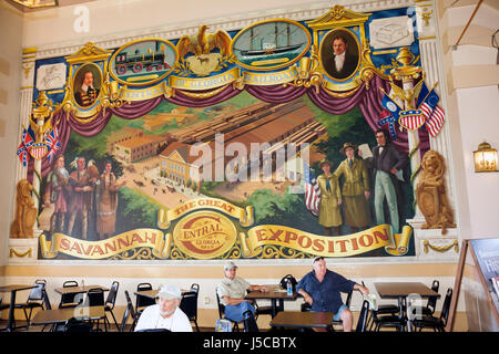 Georgia Savannah,Savannah Historic District,Central of Georgia Railway passenger shed,History Museum,mural,The Great Savannah Exposition,heritage,man Stock Photo