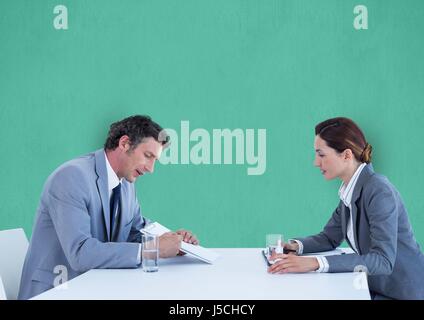 Digital composite of Business people discussing over documents Stock Photo