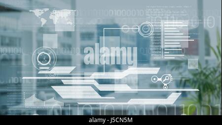 Digital composite of White interface against blurry office Stock Photo