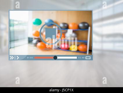 Digital composite of Fitness Exercise Video Player App Interface Stock Photo