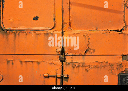 The old orange door in the car Stock Photo