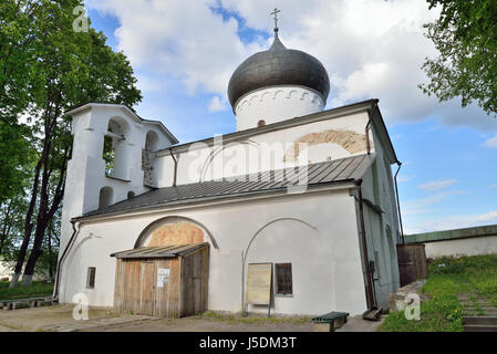 PSKOV, RUSSIA - MAY 17, 2016: Transfiguration Cathedral in the Mirozhsky monastery Stock Photo