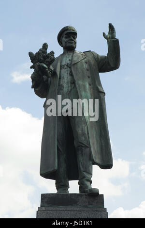 Monument to Soviet military commander Ivan Konev by Czech sculptor Zdeněk Krybus (1980) in Dejvice district in Prague, Czech Republic. Stock Photo
